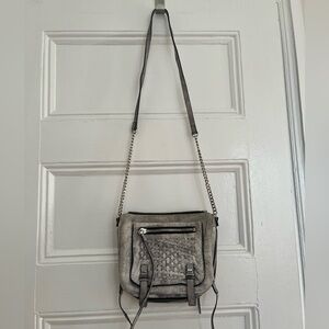 She + lo Woven Grey/White Night Out Crossbody Bag